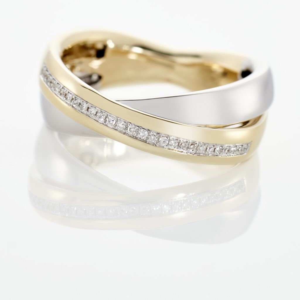 Bague Andrette Or Bicolore Diamant - Bagues avec pierre Femme | Histoire d’Or