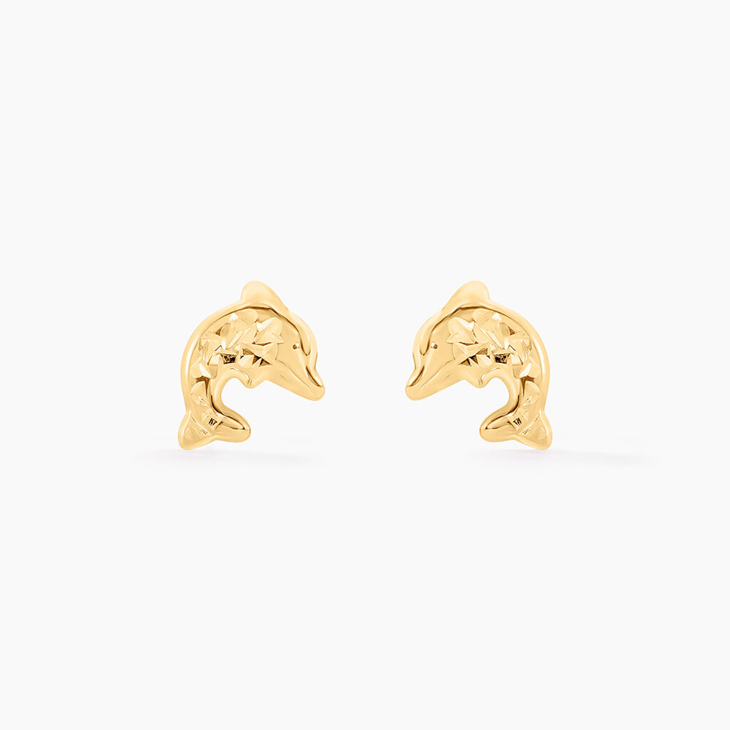 Boucles D'oreilles Puces Arisaema Dauphin Or Jaune - Clous d'oreilles Enfant | Histoire d&rsquo;Or