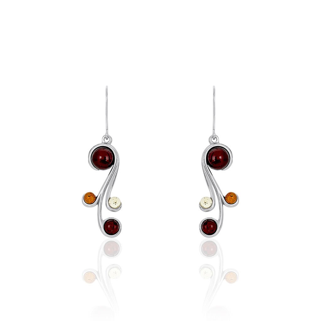 Boucles D'oreilles Pendantes Alexa Argent Blanc Ambre - Boucles d'oreilles fantaisie Femme | Histoire d’Or