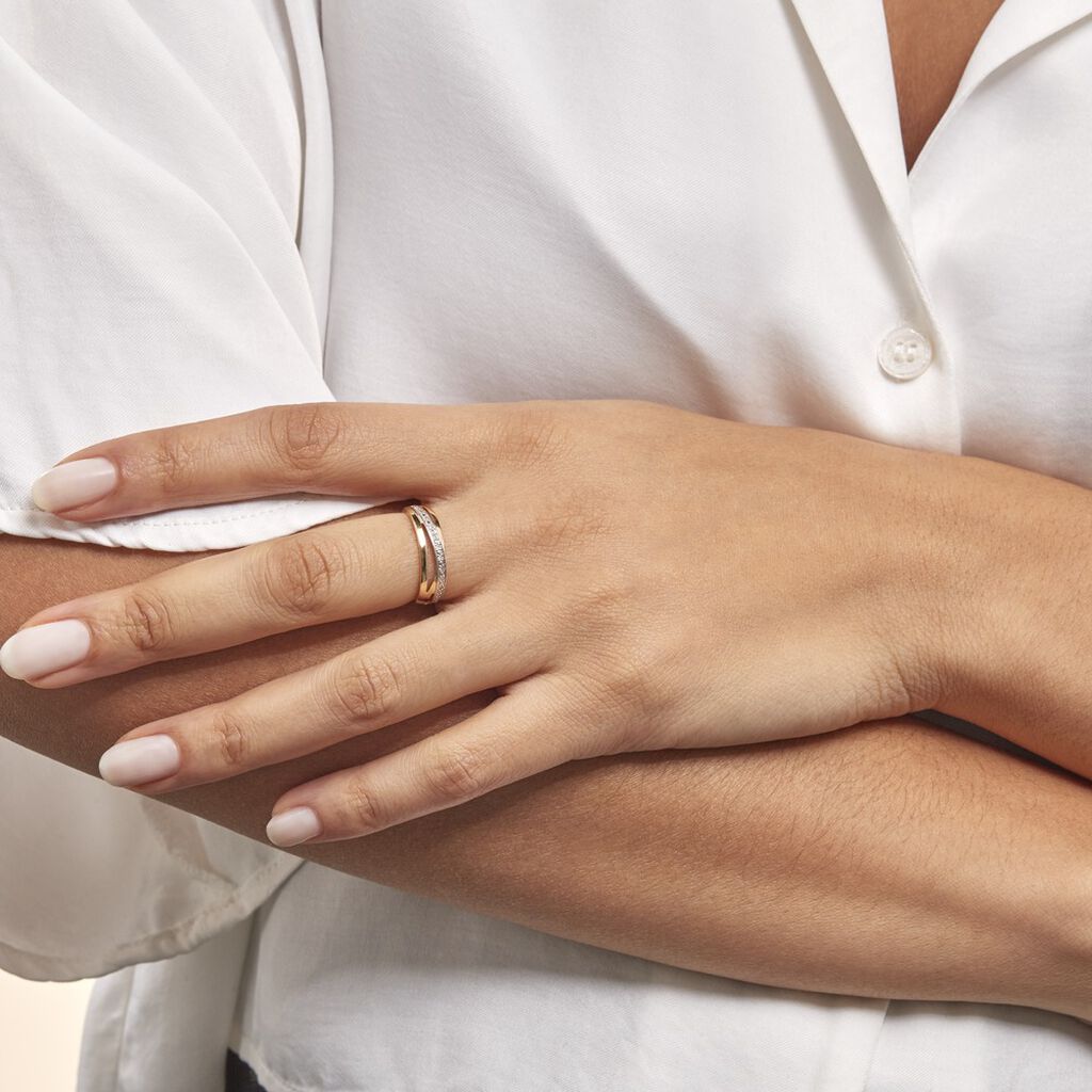Bague Croisee Or Jaune Diamant - Bagues avec pierre Femme | Histoire d’Or