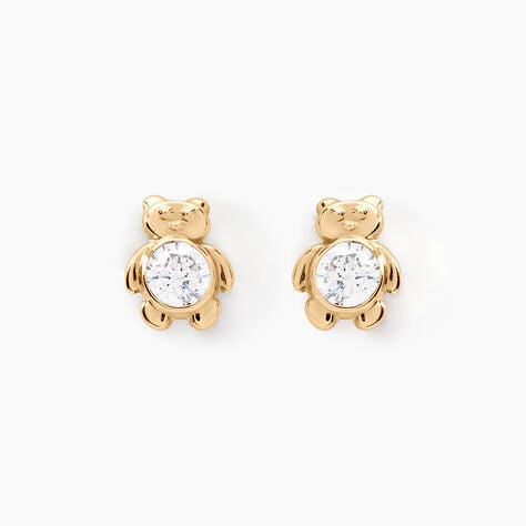 Boucles D'oreilles Puces Winny Or Jaune Oxyde De Zirconium - Clous d'oreilles Enfant | Histoire d&rsquo;Or