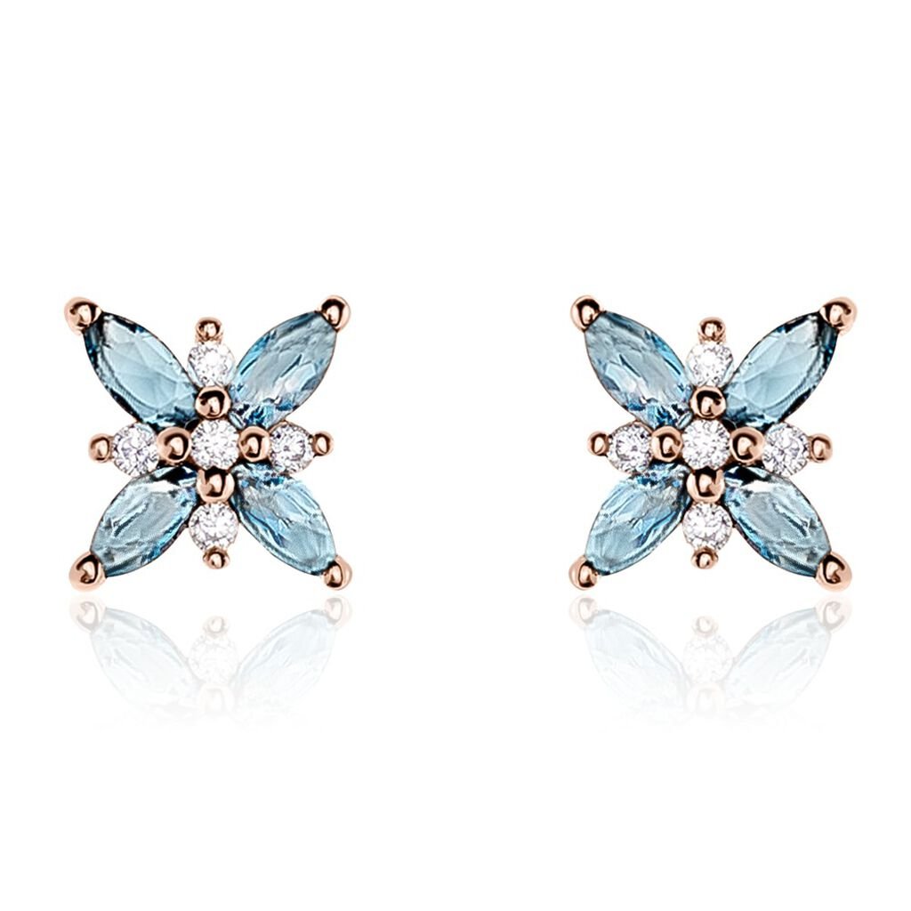 Boucles D'oreilles Puces Anabele Or Rose Topaze Oxyde - Clous d'oreilles Femme | Histoire d’Or