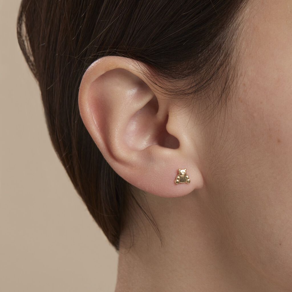 Boucles D'oreilles Puces Ours Or Or Jaune - Clous d'oreilles Enfant | Histoire d’Or