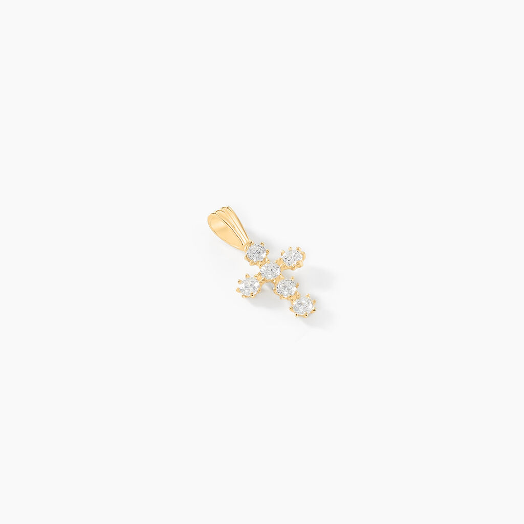 Pendentif Canice Croix Or Jaune Oxyde De Zirconium - Pendentifs Communion Famille | Histoire d’Or