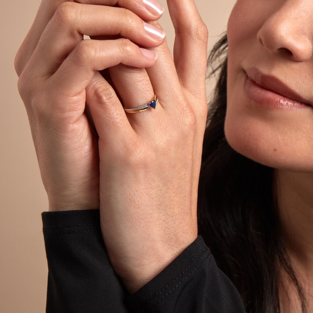 Bague Skylar Or Bicolore Saphir Diamant - Bagues solitaires Femme | Histoire d’Or