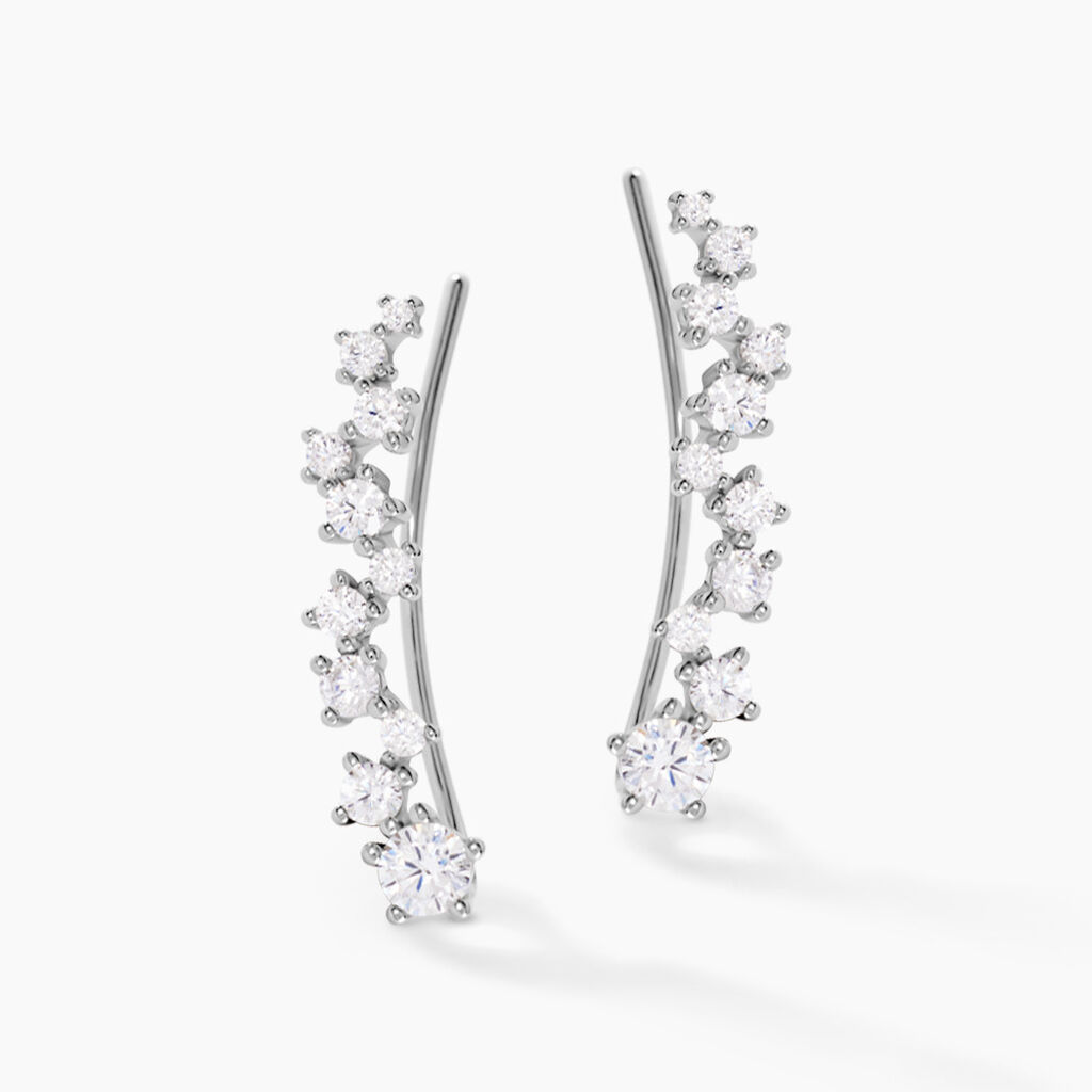 Bijoux D¿oreilles Grimpants Enza Argent Blanc Oxyde De Zirconium - Boucles d'oreilles fantaisie Femme | Histoire d’Or