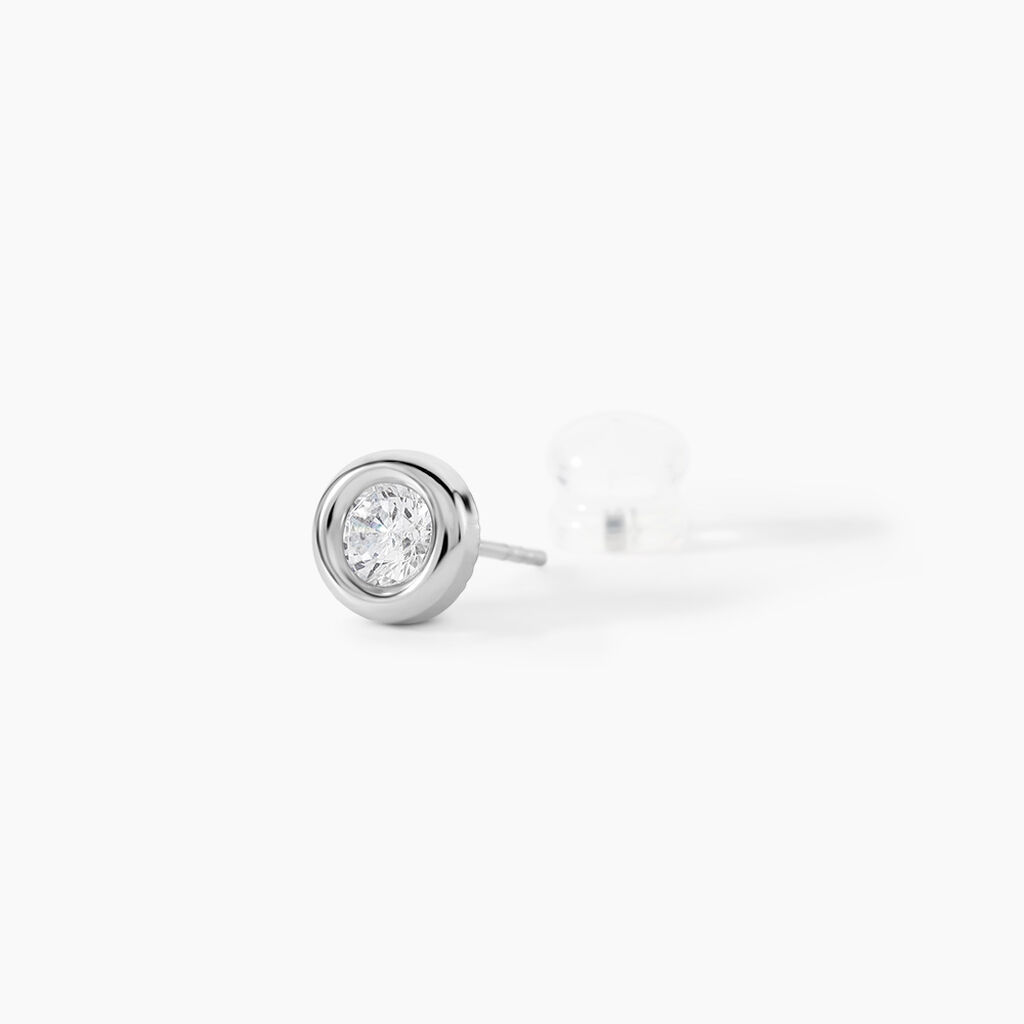 Boucles D'oreilles Puces Eden Serti Pneu Or Blanc Oxyde De Zirconium - Clous d'oreilles Femme | Histoire d&rsquo;Or