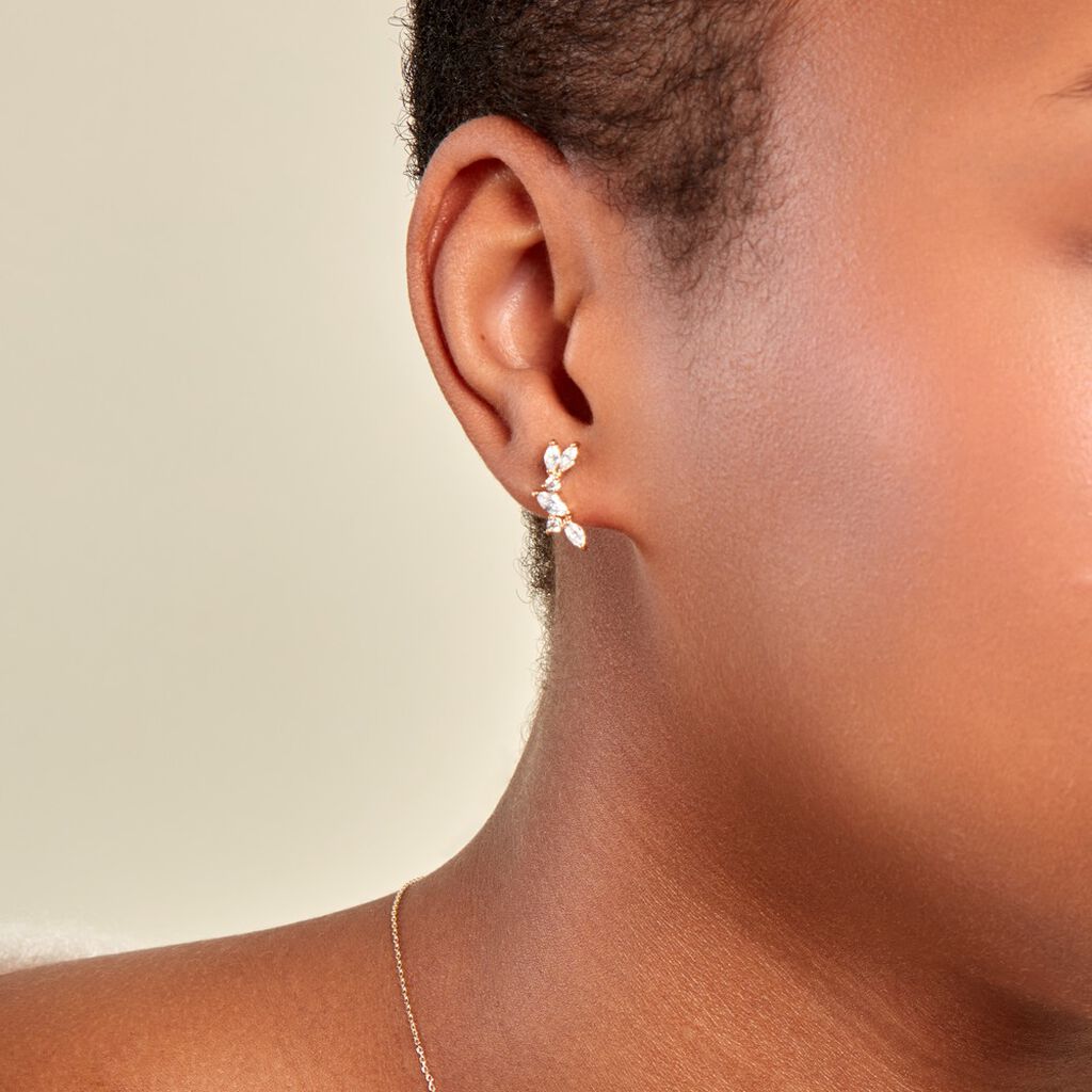 Boucles D'oreilles Dépareillées Jardins D'hiver Plaqué Or Oxyde - Boucles d'oreilles fantaisie Femme | Histoire d’Or