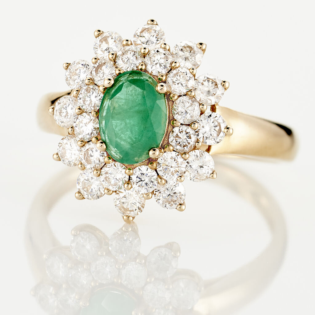 Bague Ivan Or Jaune Emeraude Et Diamant - Bagues solitaires Femme | Histoire d&rsquo;Or