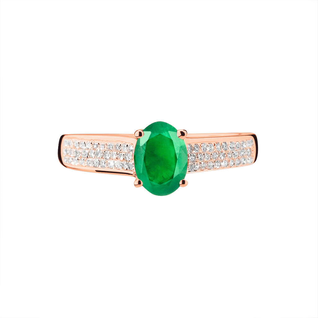 Bague Crista Or Rose Emeraude Et Diamant - Bagues solitaires Femme | Histoire d’Or