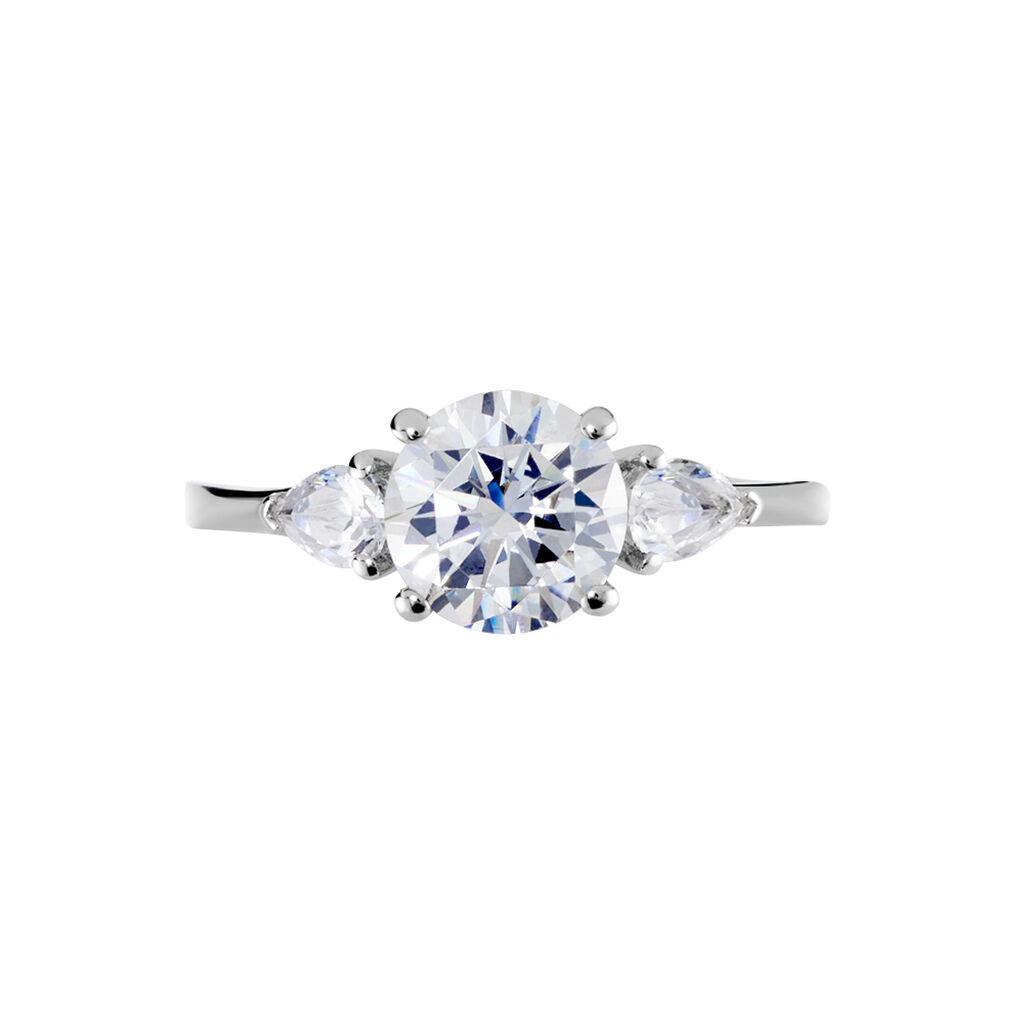 Bague Giana Or Blanc Oxyde De Zirconium - Bagues solitaires Femme | Histoire d&rsquo;Or