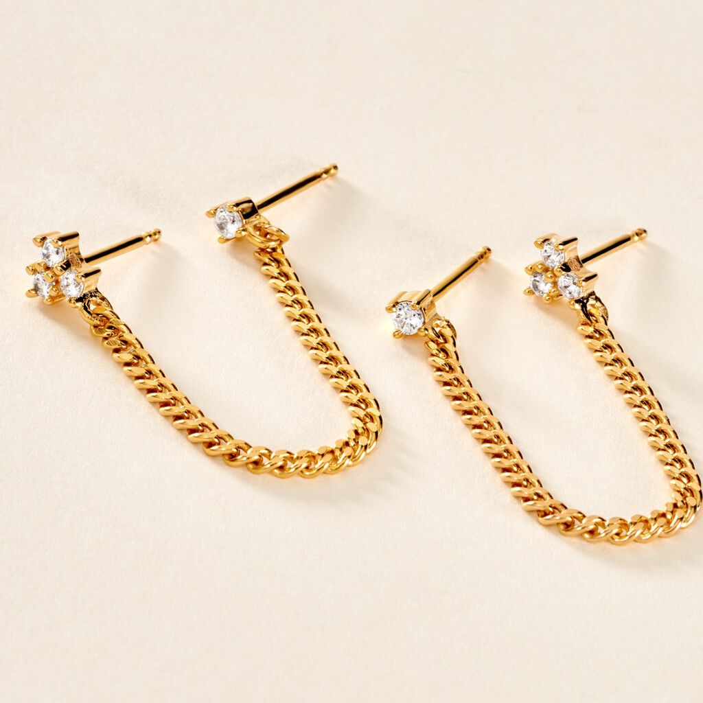 Boucles D'oreilles Pendantes Urban Flower Plaqué Or Jaune Oxyde - Boucles d'oreilles fantaisie Femme | Histoire d’Or