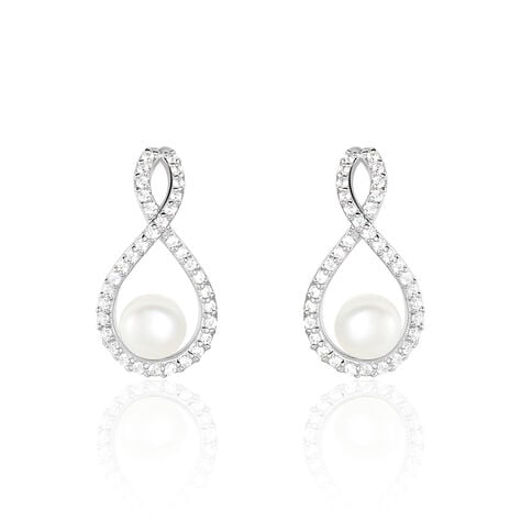 Boucles D'oreilles Pendantes Saja Argent  Perle De Culture Et Oxyde - Boucles d'oreilles fantaisie Femme | Histoire d’Or