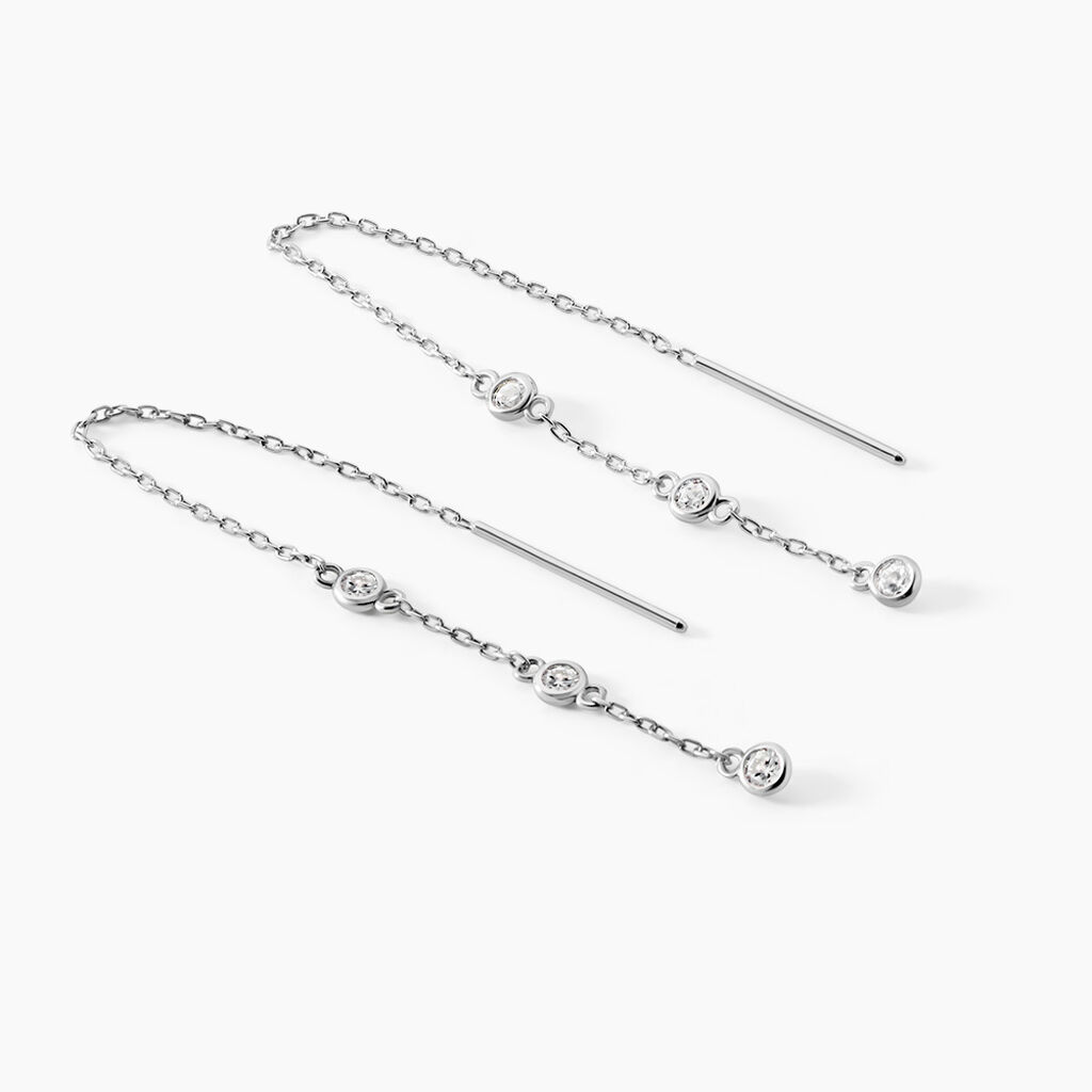 Boucles D'oreilles Pendantes Themis Argent Blanc Oxyde De Zirconium - Boucles d'oreilles fantaisie Femme | Histoire d&rsquo;Or