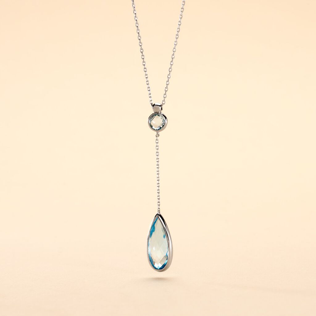 Collier Dennis Or Blanc Topaze - Colliers Femme | Histoire d&rsquo;Or