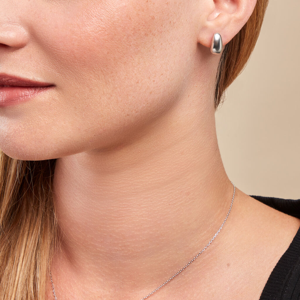 Boucles D'oreilles Puces Curve Argent Blanc - Boucles d'oreilles fantaisie Femme | Histoire d’Or
