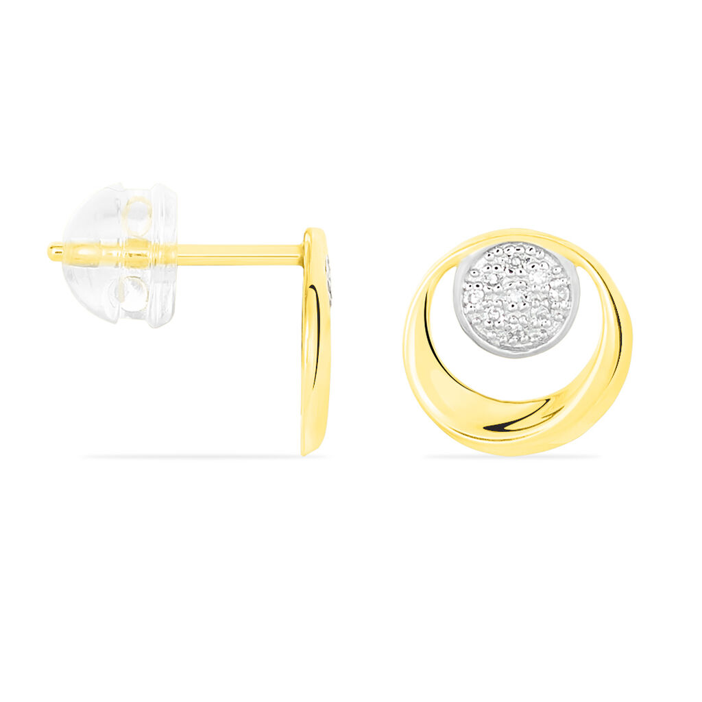 Boucles D'oreilles Puces Liana Or Jaune Diamant - Clous d'oreilles Femme | Histoire d&rsquo;Or