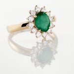 Bague Vladimir Or Jaune Emeraude Diamants - Bagues solitaires Femme | Histoire d&rsquo;Or