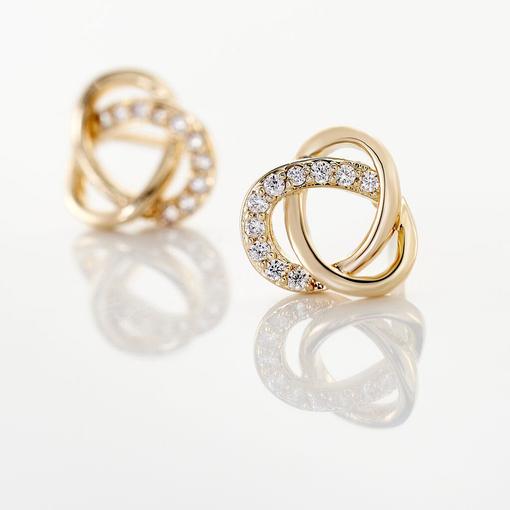 Boucles D'oreilles Puces Henia Plaqué Or Jaune Oxyde De Zirconium - Boucles d'oreilles fantaisie Femme | Histoire d’Or