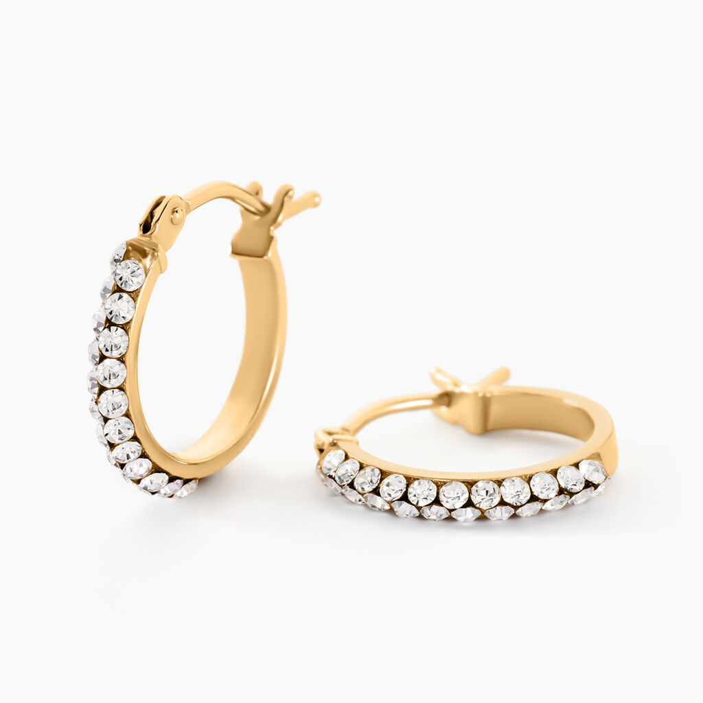 Cr&eacute;oles Sandrine Or Jaune Strass - Boucles d'oreilles cr&eacute;oles Femme | Histoire d&rsquo;Or