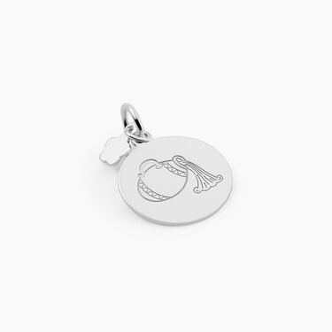 Pendentif Zodiaque Rond Argent Blanc