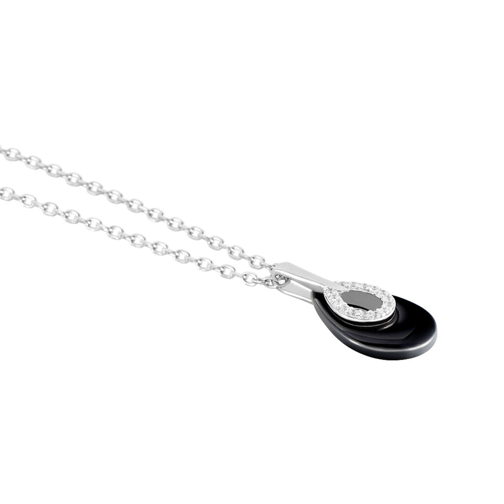 Collier H&eacute;l&eacute;ane Argent Blanc C&eacute;ramique Et Oxyde De Zirconium - Colliers fantaisie Femme | Histoire d&rsquo;Or