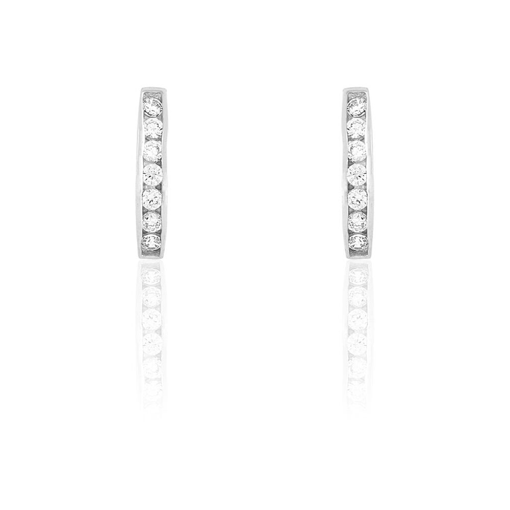 Créoles Jacoba Rondes Or Blanc Oxyde De Zirconium - Boucles d'oreilles créoles Femme | Histoire d’Or