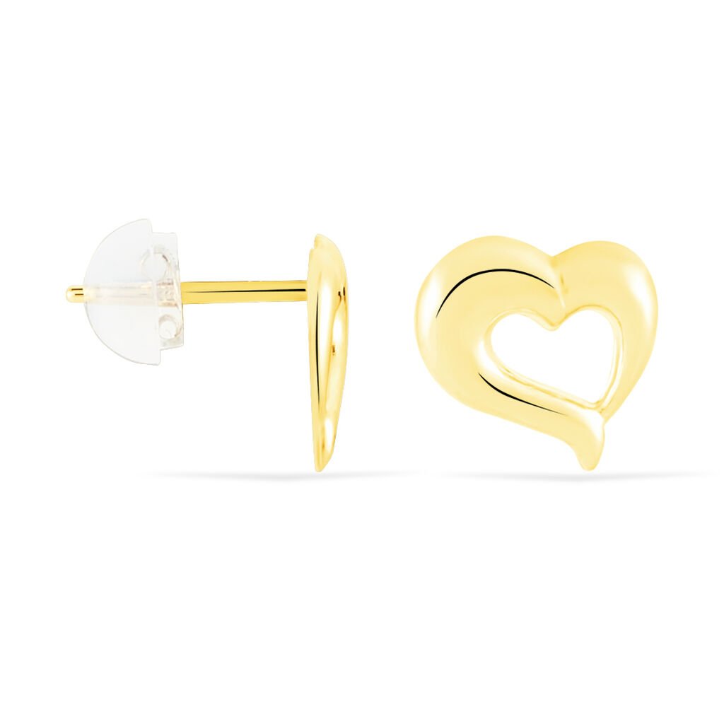 Boucles D'oreilles Puces Anne-maudae Coeurs Or Jaune - Clous d'oreilles Femme | Histoire d’Or