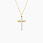 Pendentif Casey Croix Or Bicolore - Pendentifs Bapt&ecirc;me Famille | Histoire d&rsquo;Or