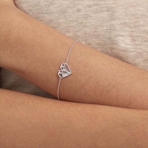 Bracelet Origami Argent Blanc Oxyde De Zirconium - Bracelets Coeur Femme | Histoire d’Or
