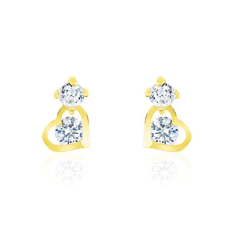 Boucles D'oreilles Pendantes Ludyvine Or Jaune Oxyde De Zirconium - Boucles d'oreilles pendantes Femme | Histoire d’Or