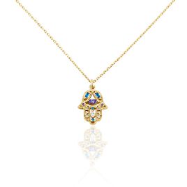 Collier Plaqué Or Jaune Eumelia Oxydes De Zirconium - Colliers Main de Fatma Femme | Histoire d’Or