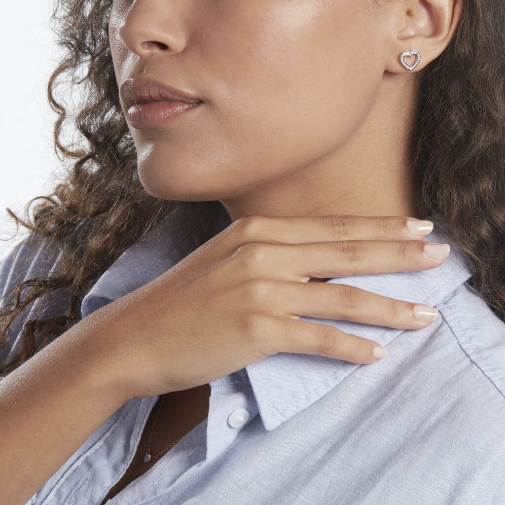 Boucles D'oreilles Puces Quintin Argent Blanc Oxyde De Zirconium - Boucles d'oreilles fantaisie Femme | Histoire d’Or