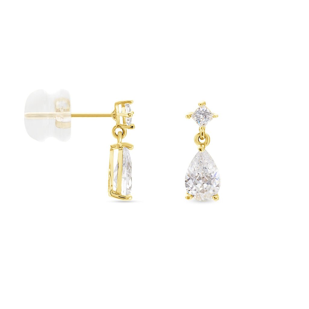 Boucles D'oreilles Pendantes Faas Or Jaune Oxyde De Zirconium - Boucles d'oreilles pendantes Femme | Histoire d&rsquo;Or