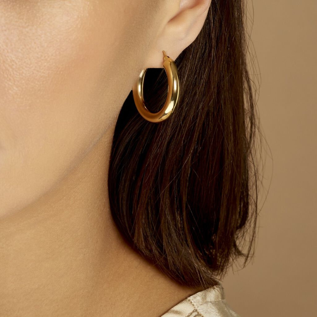 Créoles Adama Acier Jaune - Boucles d'oreilles créoles Femme | Histoire d’Or