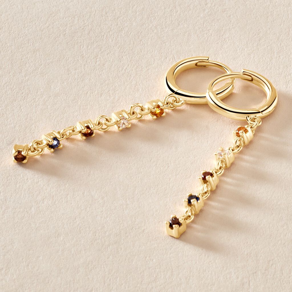 Cr&eacute;oles C&eacute;ph&eacute;e Plaqu&eacute; Or Dor&eacute; Oxyde De Zirconium - Boucles d'oreilles cr&eacute;oles Femme | Histoire d&rsquo;Or