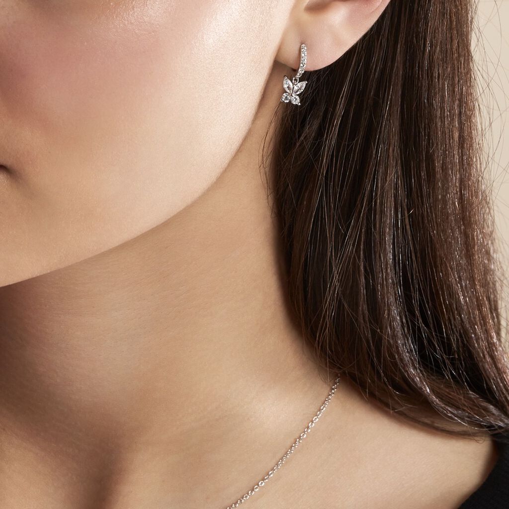 Créoles Argent Blanc Karitate Oxydes De Zirconium - Boucles d'oreilles créoles Femme | Histoire d’Or