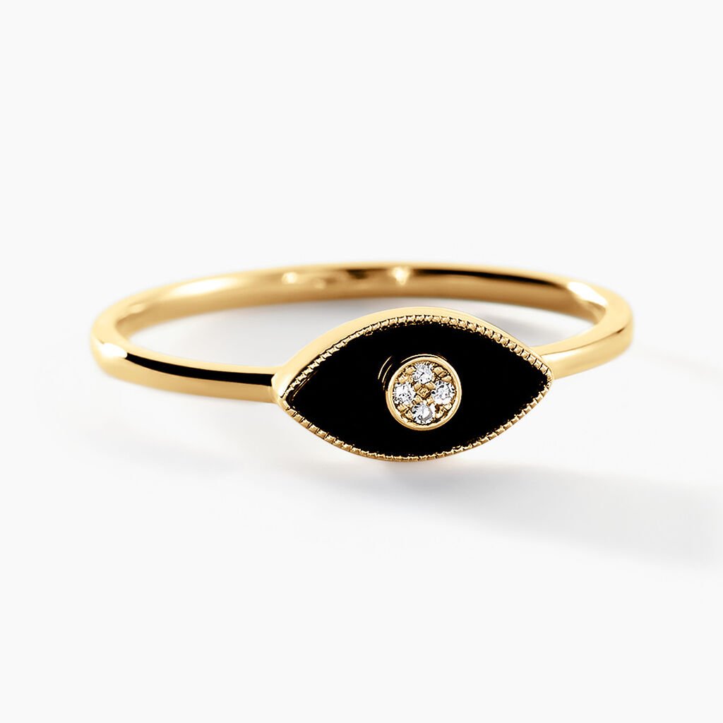 Bague Matiasma Or Jaune Onyx Diamant - Bagues solitaires Femme | Histoire d&rsquo;Or