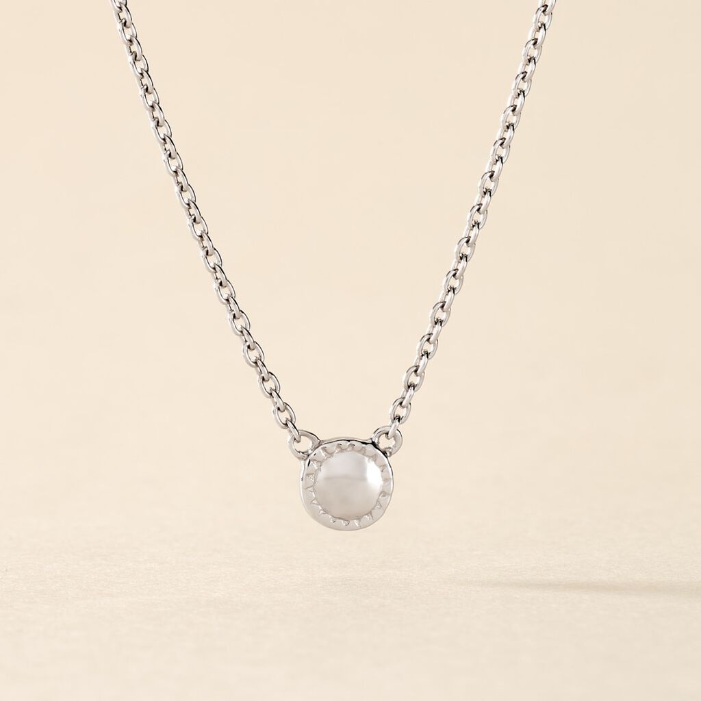 Collier Sixties Argent Blanc - Ras de cou Femme | Histoire d’Or