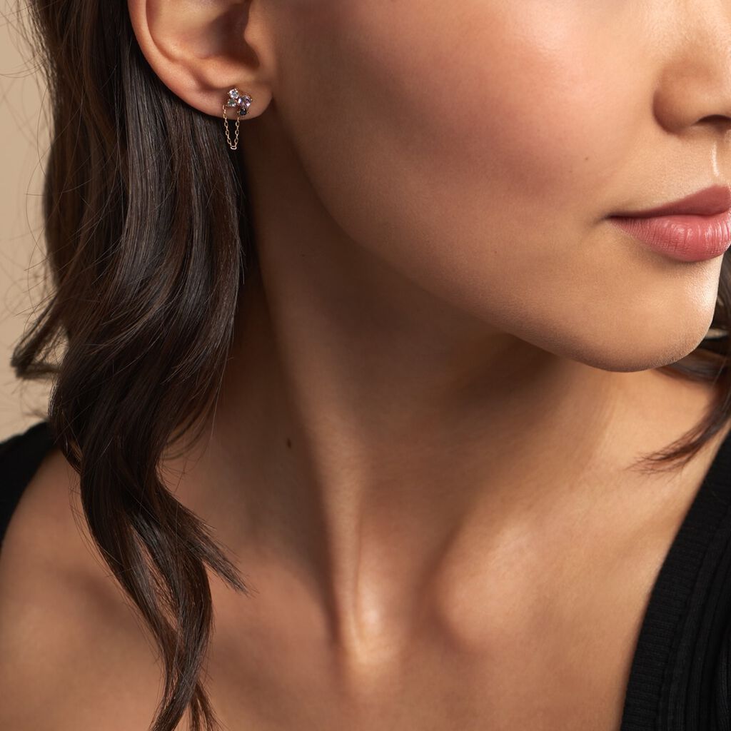 Boucles D'oreilles Dépareillées Printemps Précieux Or Jaune Améthyste - Boucles d'oreilles Femme | Histoire d’Or