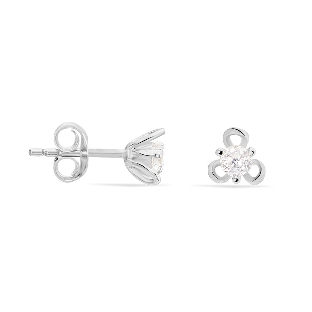 Boucles D'oreilles Puces Charlyne Argent Blanc Oxyde De Zirconium - Boucles d'oreilles fantaisie Femme | Histoire d&rsquo;Or