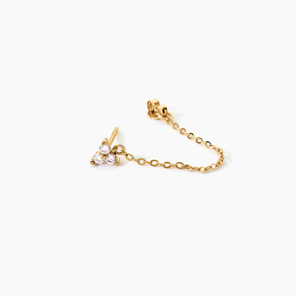 Boucles D'Oreillesucles D'Oreilles D&eacute;pareill&eacute;es Edweena Argent Dor&eacute; A L'Or 750/1000 Oxyde De Zirconium - Boucles d'oreilles fantaisie Enfant | Histoire d&rsquo;Or