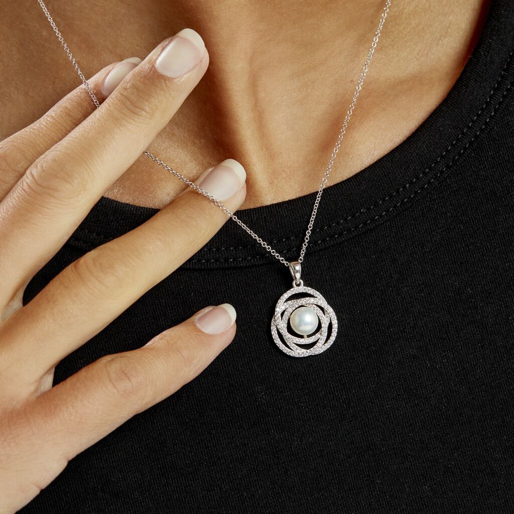 Collier Matilda Argent Blanc Perle De Culture Et Oxyde De Zirconium - Colliers Femme | Histoire d’Or
