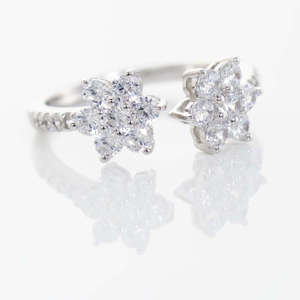 Bague Ajustable Sarette Argent Blanc Oxyde De Zirconium - Bagues avec pierre Femme | Histoire d’Or