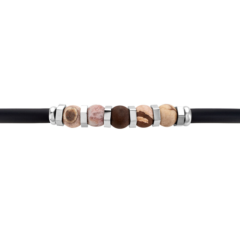 Bracelet Jourdan Caoutchouc Noir Agate - Bracelets Homme | Histoire d’Or