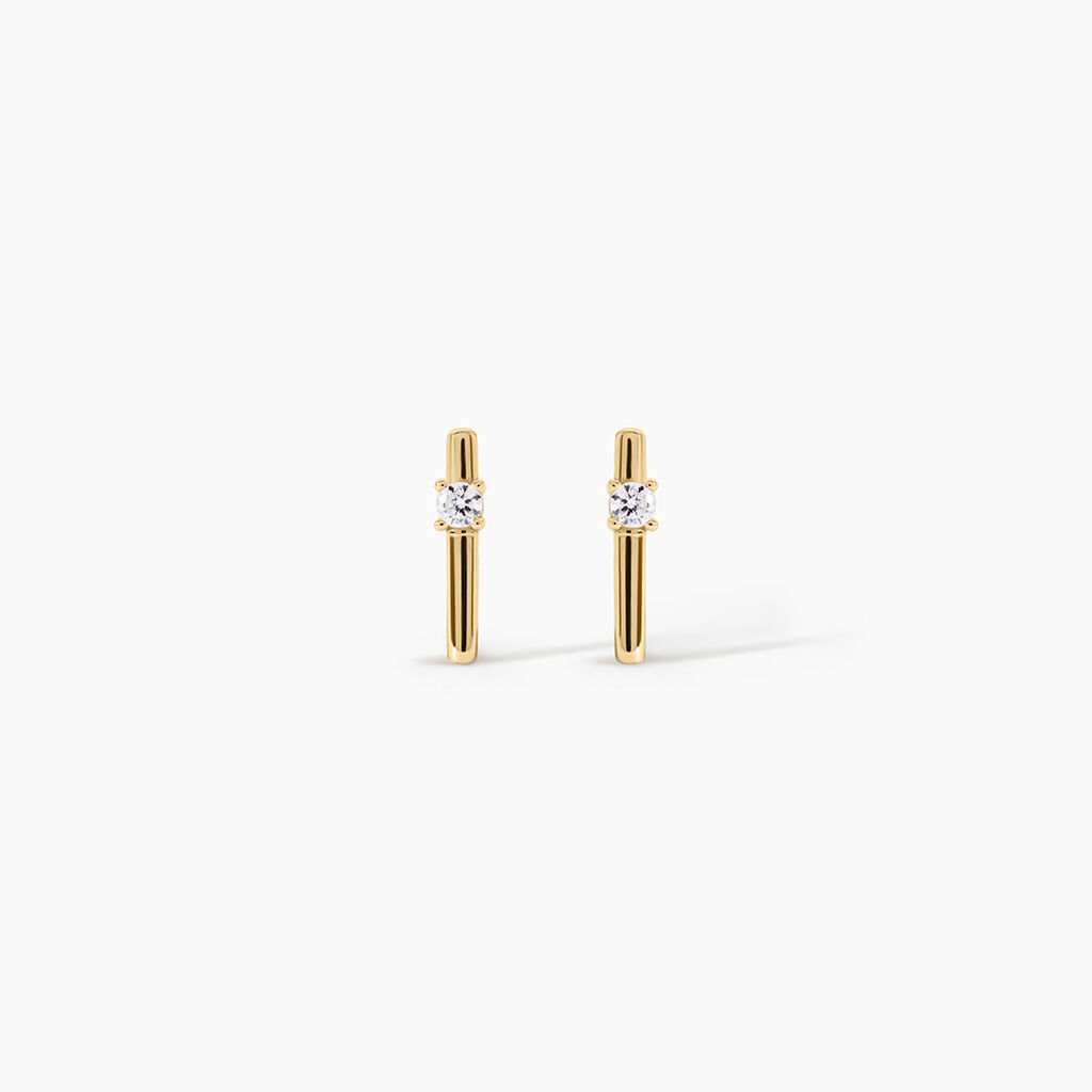 Boucles D'Oreilles Puces Palmira Argent Dor&eacute; A L'Or 750/1000 Oxyde De Zirconium - Boucles d'oreilles fantaisie Femme | Histoire d&rsquo;Or