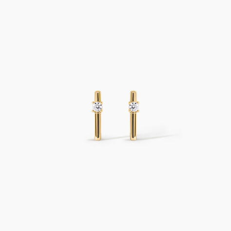 Boucles D'Oreilles Puces Palmira Argent Dor&eacute; A L'Or 750/1000 Oxyde De Zirconium - Boucles d'oreilles fantaisie Femme | Histoire d&rsquo;Or