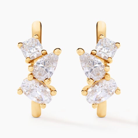 Créoles Shiny Garden Or Jaune Oxyde De Zirconium - Boucles d'oreilles créoles Femme | Histoire d’Or