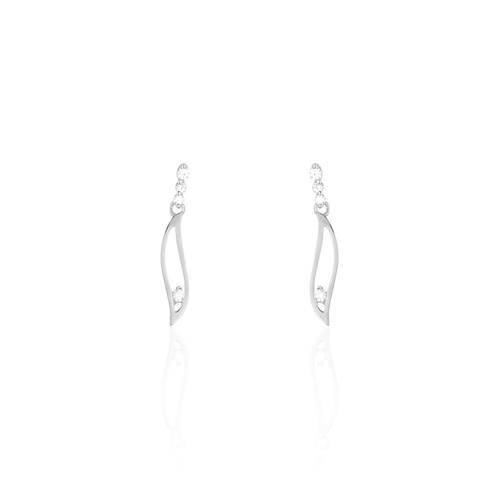 Boucles D'oreilles Pendantes Ysanna Or Blanc Oxyde De Zirconium - Boucles d'oreilles pendantes Femme | Histoire d’Or