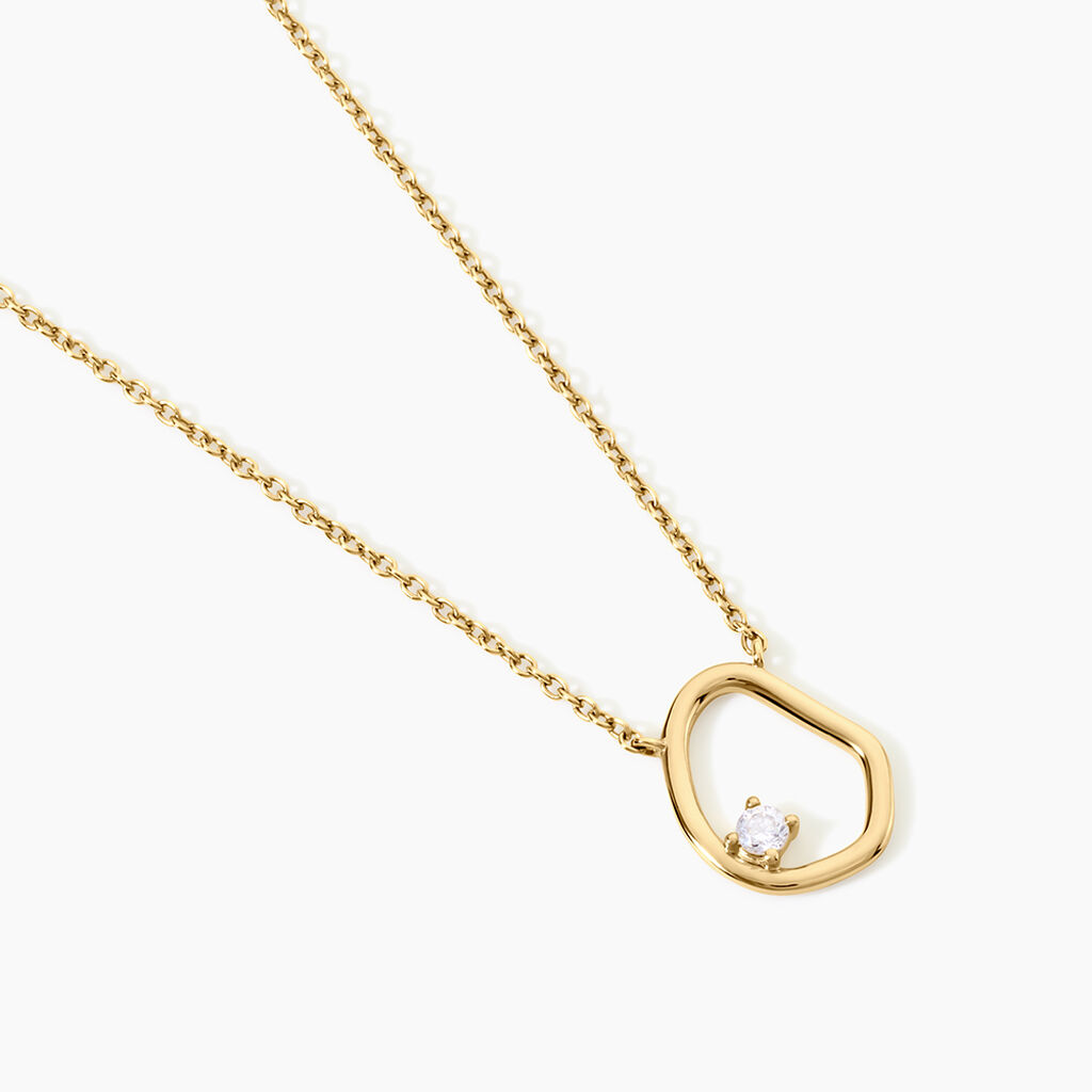 Collier Galen Argent Dor&eacute; A L'Or 750/1000 Oxyde De Zirconium - Colliers Femme | Histoire d&rsquo;Or